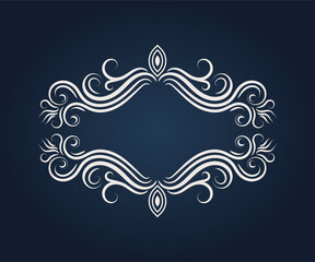 Elegant White Ornamental Flourish Frame on Gradient Blue Background