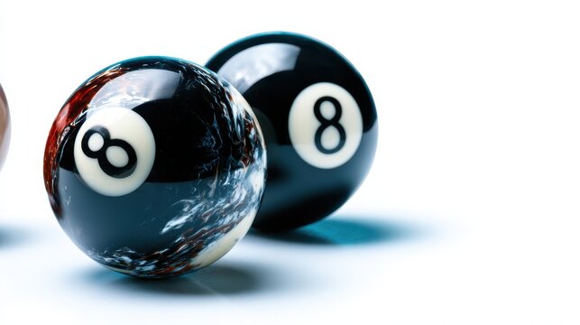 This close-up image captures the colors and patterns of an eight ball, emphasizing the nostalgia and excitement of playing billiards or pool with friends and family.