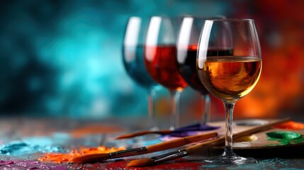 A vibrant display of artistic glasses filled with colorful drinks captures the essence of creativity, inviting viewers to indulge in a world of flavor and aesthetic pleasure.