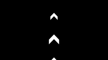 Animation of sweep arrow icon. White color up-directional arrow loop animation. Animated arrows for the overlay video layer. arrow icon concept on black background. 4k video