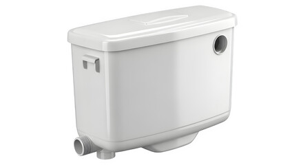 White ceramic toilet cistern tank for bathroom plumbing fixtures isolated on transparent background