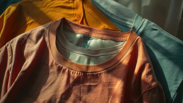 Video A detailed view of a shirt on a garment hanger, suitable for fashion and style concepts