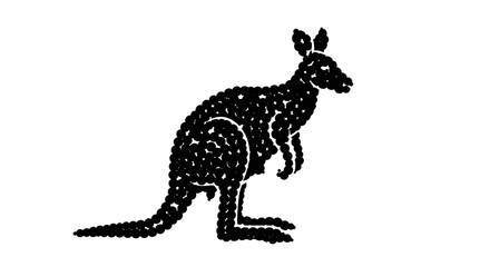 Fototapeta premium Kangaroo silhouette composed of circles: minimalist animal art design on white background