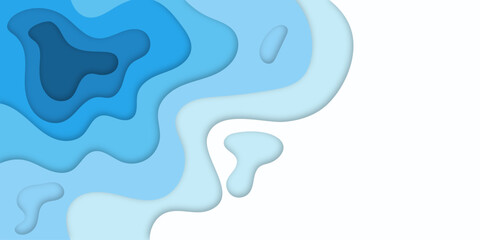 Abstract blue papercut background design.