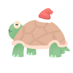 turtle with Christmas hat