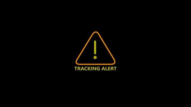 A tracking alert showing digital system vulnerabilities. Tracking alert access private confidential compromised animation on background.
