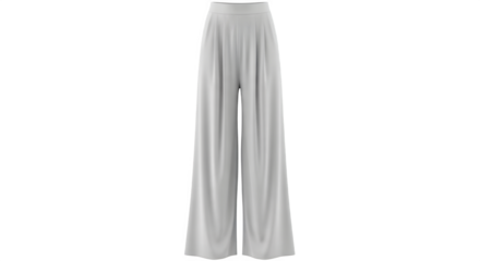 Light gray wide leg palazzo trousers for women isolated on transparent background