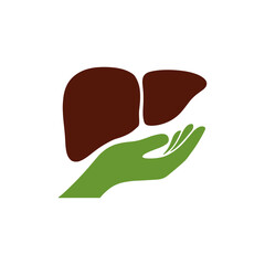 Liver care, Healthy liver, Human liver icon logo flat vector design