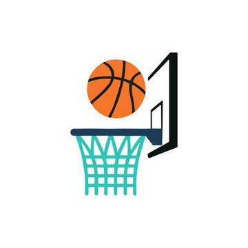 Basketball, Hoop icon logo flat vector design