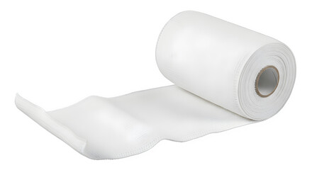 Fototapeta premium Roll of white nonwoven fabric or disposable medical gauze material isolated on transparent background