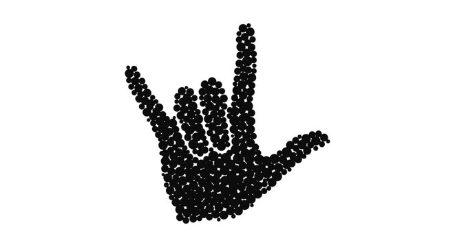Creative dotted hand with sign language gesture for love communication designs