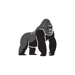 Gorilla Cartoon Standing On All Fours Portrait. © goesti