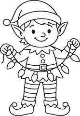 Cute cartoon illustration of a little girl in a cap smiling with happiness during winter play