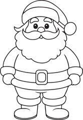 Cartoon illustration of Santa Claus with a gift bag and a red hat, holding a blank sign for Christmas holiday celebration