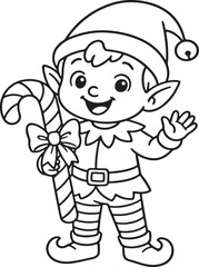 Cartoon illustration of a little girl with a flower, smiling in a winter hat during the Christmas holiday fun