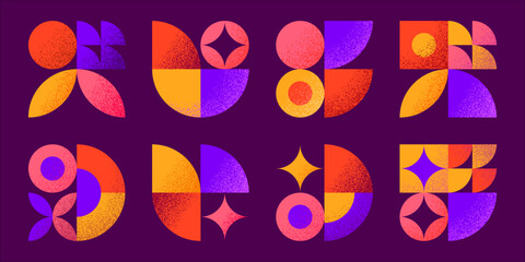 Retro Grainy Geometric Modular Elements Collections