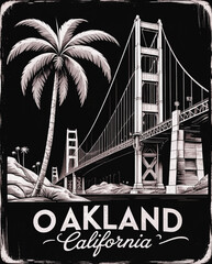 Oakland California Vector Travel T-shirt Design