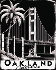 Oakland California Vector Travel T-shirt Design