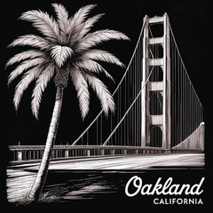 Oakland California Vector Travel T-shirt Design