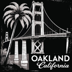 Oakland California Vector Travel T-shirt Design