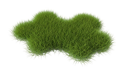 Lush Green Patch of Grass on a White Background