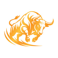 a logo featuring a dynamic orange bull