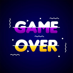 Game over text flat banner