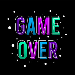 Game over text flat banner