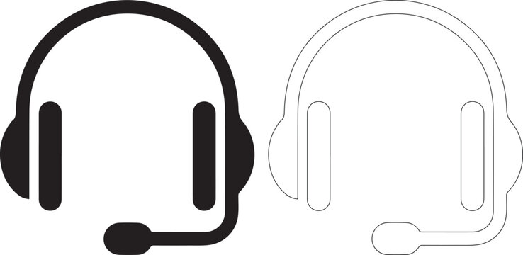 Black and white illustrations of umbrellas with gear designs and headsets - Powered by Adobe