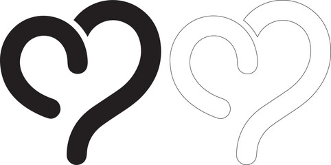 Fototapeta premium Interlocking heart question mark in solid and outline style