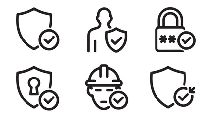 Security Icons with Checkmarks and Shields