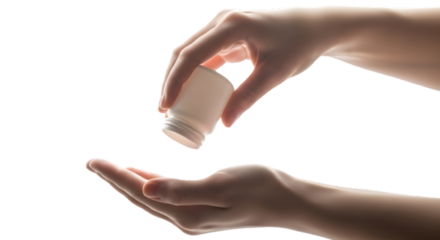 Hand holding a small electronic component isolated on transparent background
