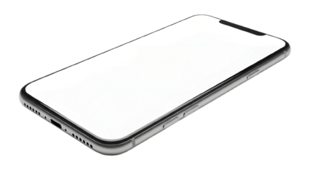 Slim smartphone with curved edges isolated on transparent background