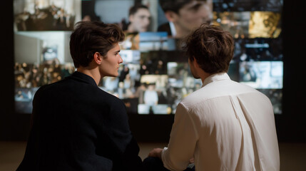 A museum media system projecting interactive exhibits using motion sensors, archival footage, and augmented reality layers to create immersive educational experiences. cinematic color correction,
