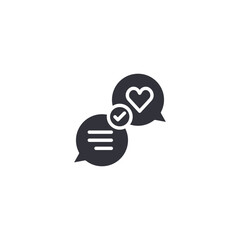 Chat bubbles with heart icon representing love conversation, romantic messaging, social communication, and online relationship.