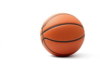 Fototapeta premium A single basketball, perfectly centered, against a pure white backdrop, training, graphic