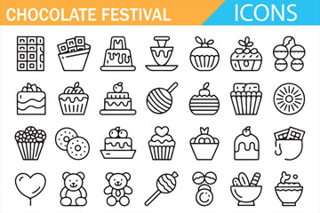 Dessert and Chocolate Festival Outline Symbols