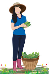 agriculturist  and cucumber baskets vector design