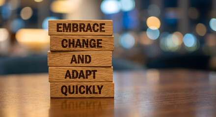 Inspirational Wooden Blocks with Motivational Quote for Personal Growth and Transformation