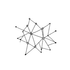 Black line art, abstract concept of connection, wh