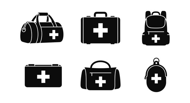Essential first aid kits: minimalist black and white collection for emergency preparedness