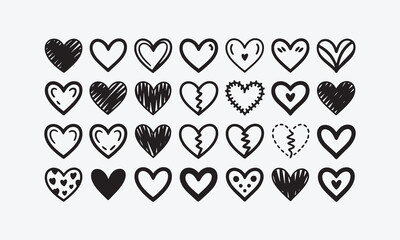 Set of heart vector icons for love and Valentine's Day design