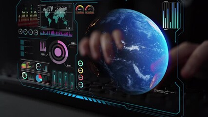 High-tech global network connection interface showing worldwide digital communication, data exchange, and internet connectivity. Global connection, data interaction, and worldwide communication. Thunk - Powered by Adobe
