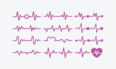 Heartbeat cardiogram with heart shape on ECG monitor illustration