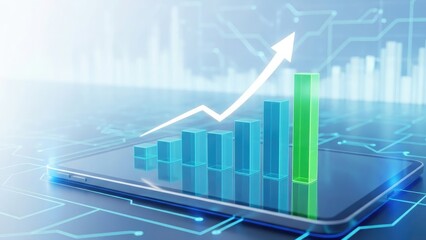 Digital financial growth and business intelligence projected from a smartphone screen
