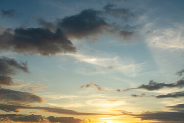 Sunset in the clouds.  Sky background.