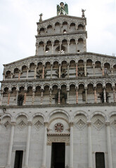 The facade of the Church of San Michelle in Lucca, Italy.