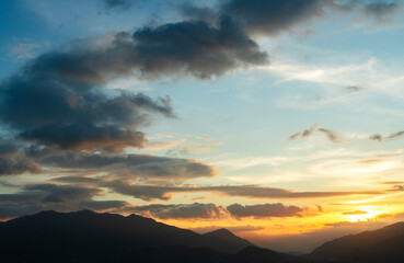 Sunset over the mountains.