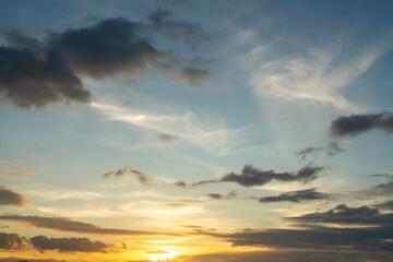 Sunset in the clouds.  Sky background.