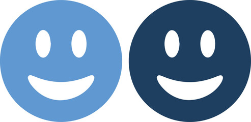 Obraz premium Two smiling face emojis in light blue and dark blue colors